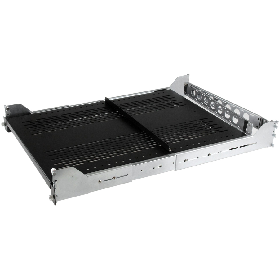 StarTech 2U Vented Sliding Rack Shelf w/ Cable Management Arm & 27.7 to 31.6in Adjustable Mounting Depth, 50lbs/22.7kg, 24in Deep