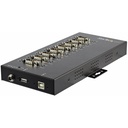 StarTech.com USB to RS232/RS485/RS422 8 Port Serial Hub Adapter - Industrial Metal USB 2.0 to DB9 Serial Converter - Din Rail Mountable - Industrial 8 port serial hub 15kV Level 4 ESD - IP30 rating Metal USB to serial adapter converter w/ each DB9 port set to RS232/RS422/RS485(2wire/4wire) baud rates up to 921.6Kbps - Desk/wall/DIN rail mount - 6ft USB cable - 12V power adapter/5V USB