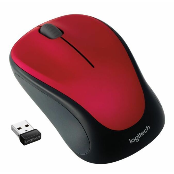 Logitech M317 Wireless Mouse, 2.4 GHz with USB Nano Receiver, 1000 DPI Optical Tracking, 12 Month Battery, Compatible with PC, Mac, Laptop, Chromebook (Red)
