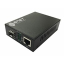 ENET 1x 10/100/1000M Copper RJ45 to 1x 1000Base-X SFP Gigabit Ethernet Fiber Media Converter Stand-Alone - Power Supply Included, Chassis/Rack Mountable with one SFP slot (without SFP). The ENMC-FGET-SFP is capable of accepting a wide range of SFP modul