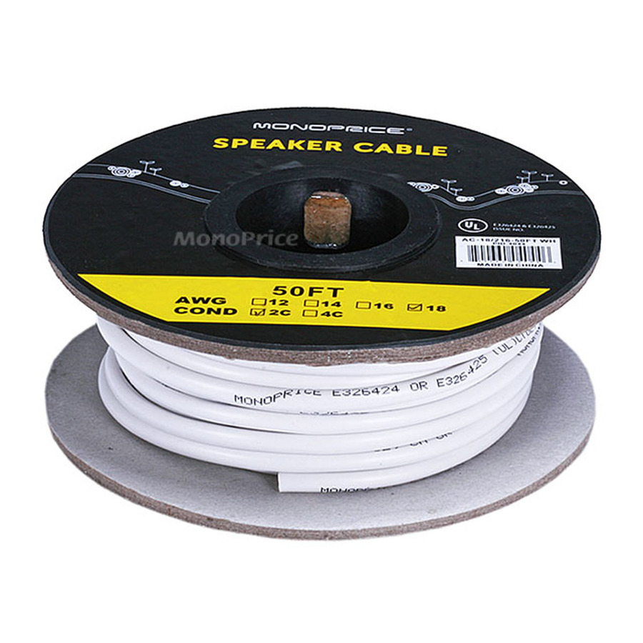Monoprice Access Series 18AWG CL2 Rated 2-Conductor Speaker Wire, 50ft