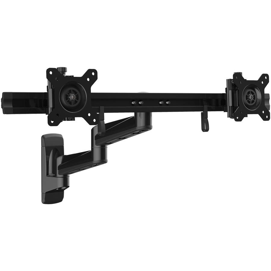 StarTech.com Wall Mount Dual Monitor Arm, Articulating Ergonomic VESA Wall Mount for 2x 24" (11lb/5kg) Screens, Adjustable Crossbar - VESA 75x75/100x100mm dual computer monitor wall mount for 2 displays up to 24in and 11lb - 25in horizontal crossbar with monitor bracket tilt/swivel/360 rotation - Articulating arm extends 23in from wall - Micro height adjustment - Cable management