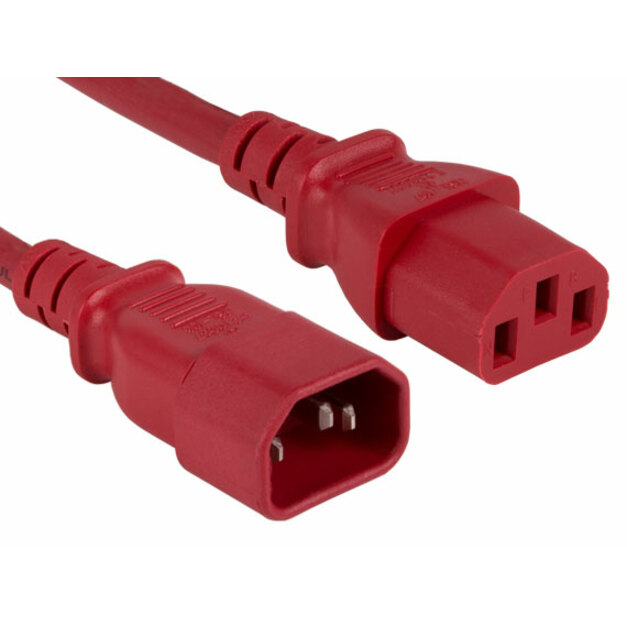 ENET C13 to C14 3ft Red Power Extension Cord / Cable 250V 18 AWG 10A NEMA IEC-320 C13 to IEC-320 C14 3'