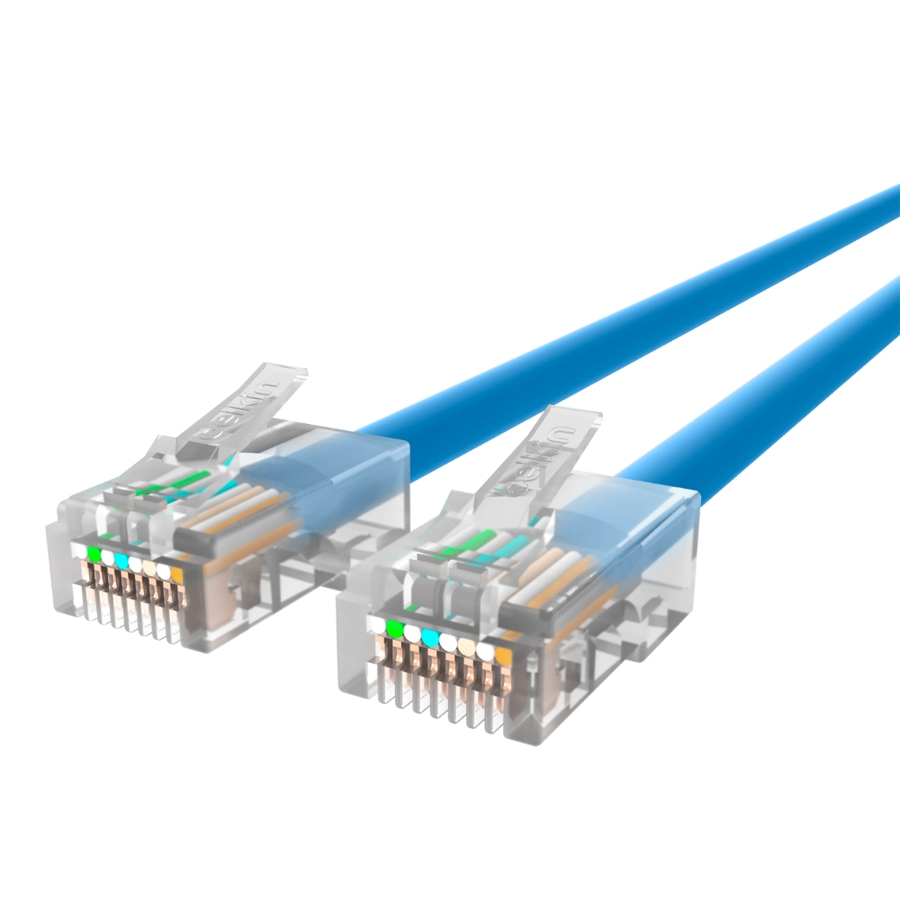 Belkin CAT6 Ethernet Patch Cable, RJ45, M/M - 6 ft Category 6 Network Cable for Network Device, Notebook, Modem, Router - First End: 1 x RJ-45 Network - Male - Second End: 1 x RJ-45 Network - Male - 1 Gbit/s - Patch Cable - Gold Plated Connector - 24 AWG - Blue