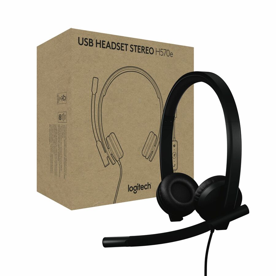 Logitech H570e USB Wired Stereo Headset, USB-C, Noise-Canceling Mics, Inline Controls, Certified for Microsoft Teams, Black