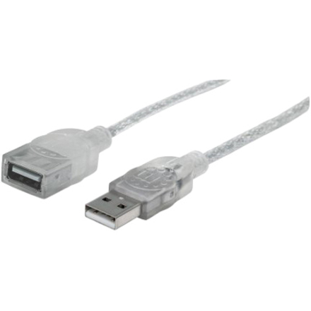 USB-A to USB-A Extension Cable, 1.8m, Male to Female, 480 Mbps (USB 2.0), Hi-Speed USB, Translucent Silver, Lifetime Warranty