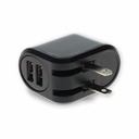 AddOn Wall Charger 2X USB-A 2.0 5V at 2.4A Single port or 5V at 1A Dual port 12W total, Black