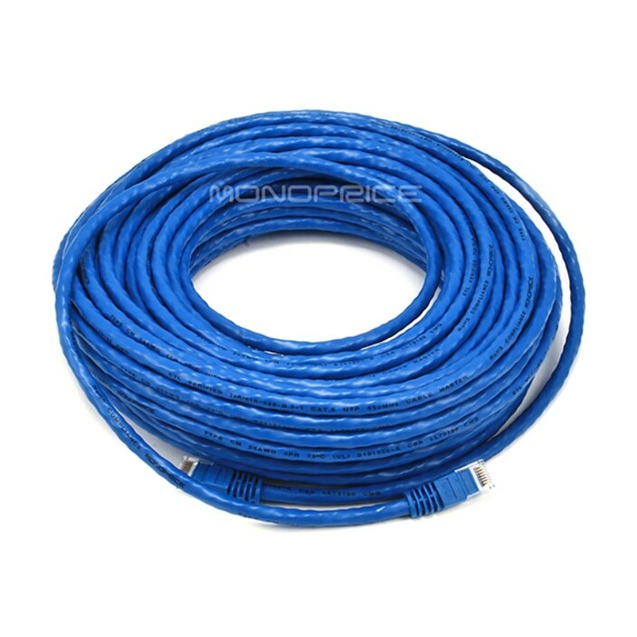 Monoprice 75FT 24AWG Cat6 550MHz UTP Ethernet Bare Copper Network Cable - Blue