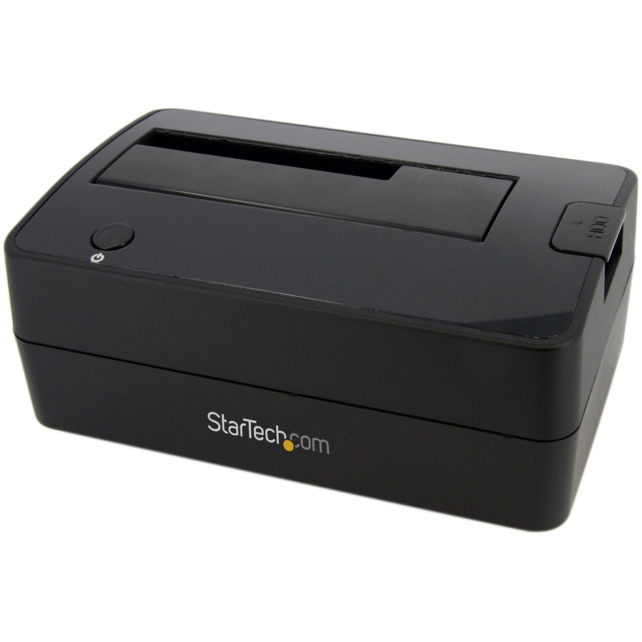 StarTech.com Single Bay USB 3.0 to SATA Hard Drive Docking Station, USB 3.0 (5 Gbps) Hard Drive Dock, External 2.5/3.5" SATA HDD/SSD Dock - Single-bay Hard Drive Docking Station; 2.5/3.5in SATA I/II/III; USB 3.2 Gen 1 (5 Gbps) Host Connection; 4Kn; No Capacity Limit; Toolless Top-Loading Design with Eject Button; LED Indicators; No Software or Drivers Required; Includes 3ft USB cable