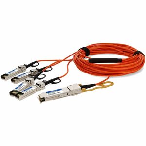 AddOn MSA and TAA Compliant 40GBase-AOC QSFP+ to 4xSFP+ Orange Active Optical Cable (850nm, MMF, 10m)
