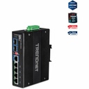 TRENDnet 6-Port Hardened Industrial Gigabit 10/100/1000 Mbps Ultra PoE DIN-Rail Switch; UPoE; IP30; DIN-Rail & Wall Mounts Included; Lifetime Protection; TI-UPG62 - 6-Port Hardened Industrial Gigabit PoE++ Switch