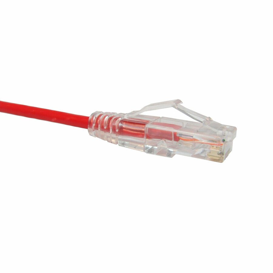 Unirise Clearfit Slim Cat6 Patch Cable, Snagless, Red, 6ft