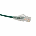 Unirise Clearfit Slim Cat6 Patch Cable, Snagless, Green, 7ft