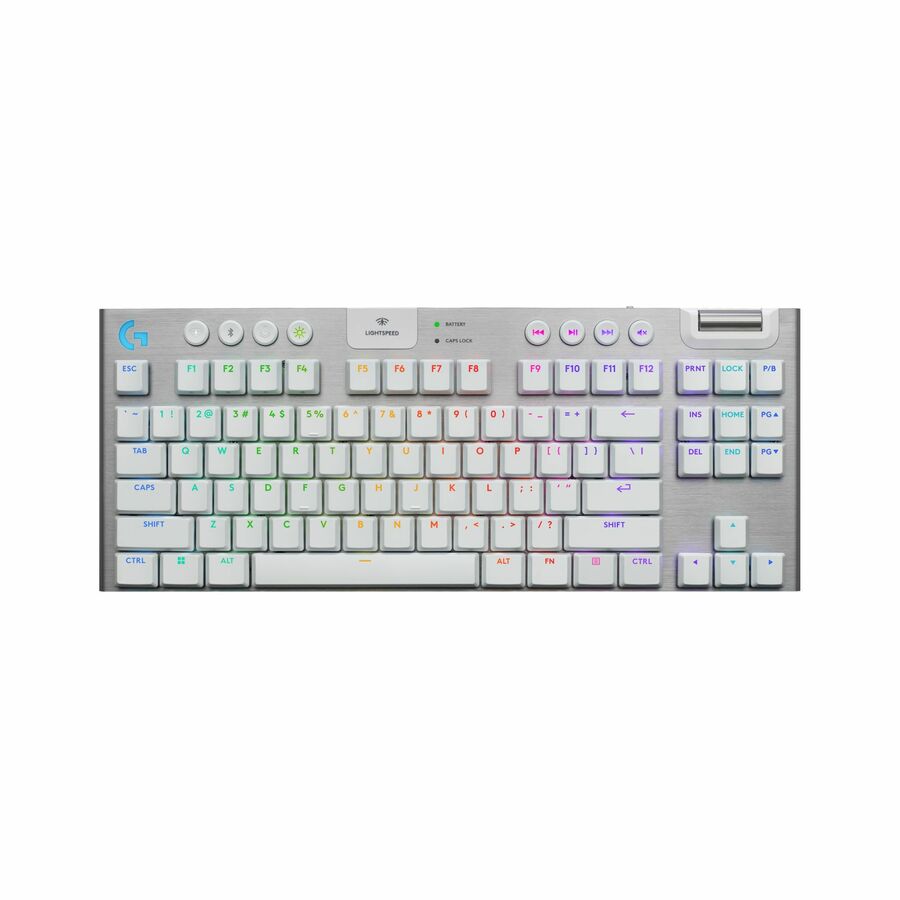 Logitech G915 X LIGHTSPEED TKL Low-Profile Wireless Gaming Keyboard, Double-Shot PBT Keycaps, Fully Programmable Keys, RGB Backlighting, Sleek Aluminum Finishing, GL Brown Tactile - PC/Mac (White)