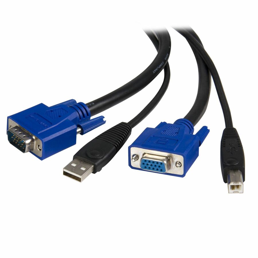 StarTech 15 ft 2-in-1 Universal USB KVM Cable - KVM Cable - 15 ft - 1 x Type B, 1 x D-Sub (HD-15), 1 x Type A, 1 x D-Sub (HD-15) - KVM Switch Cable External