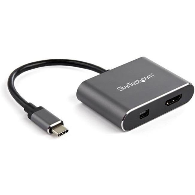 StarTech USB C Multiport Video Adapter - 4K 60Hz USB-C to HDMI 2.0 or Mini DisplayPort 1.2 Monitor Display Adapter - HBR2 HDR