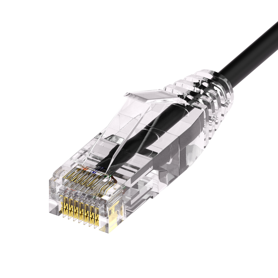 Unirise Clearfit Slim™ Cat6A 28AWG Patch Cable, Snagless, Black, 6ft