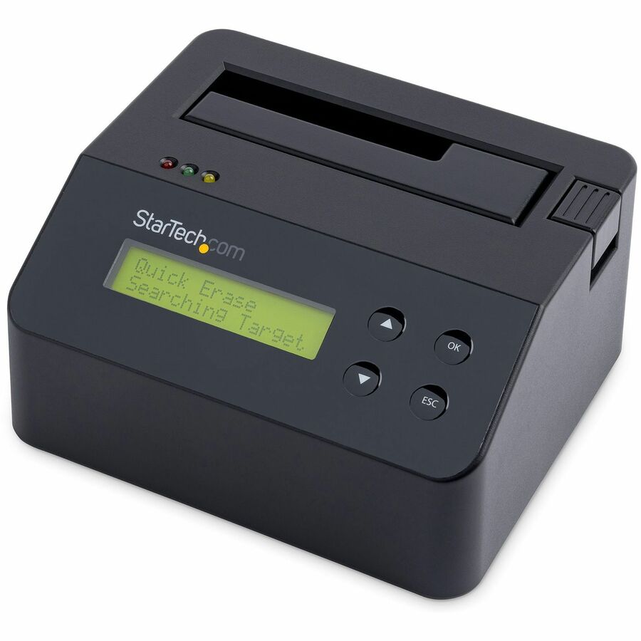 StarTech.com Hard Drive Eraser, Standalone HDD/SSD Sanitizer, 4Kn, Secure Erase Hard Disk Wiper Dock, Hardware Erasing Tool, TAA Compliant - StarTech.com Single-Bay Hard Drive Eraser/Wiper; Standalone 4Kn HDD/SSD Disk Sanitizer; Quick Erase, Single/3/7 Pass Overwrite, Enhanced Secure Erase; Hardware Erasing Tool, USB to SATA III, OS Independent; LCD Display; 3ft USB-A Cable Incl; NIST/TAA
