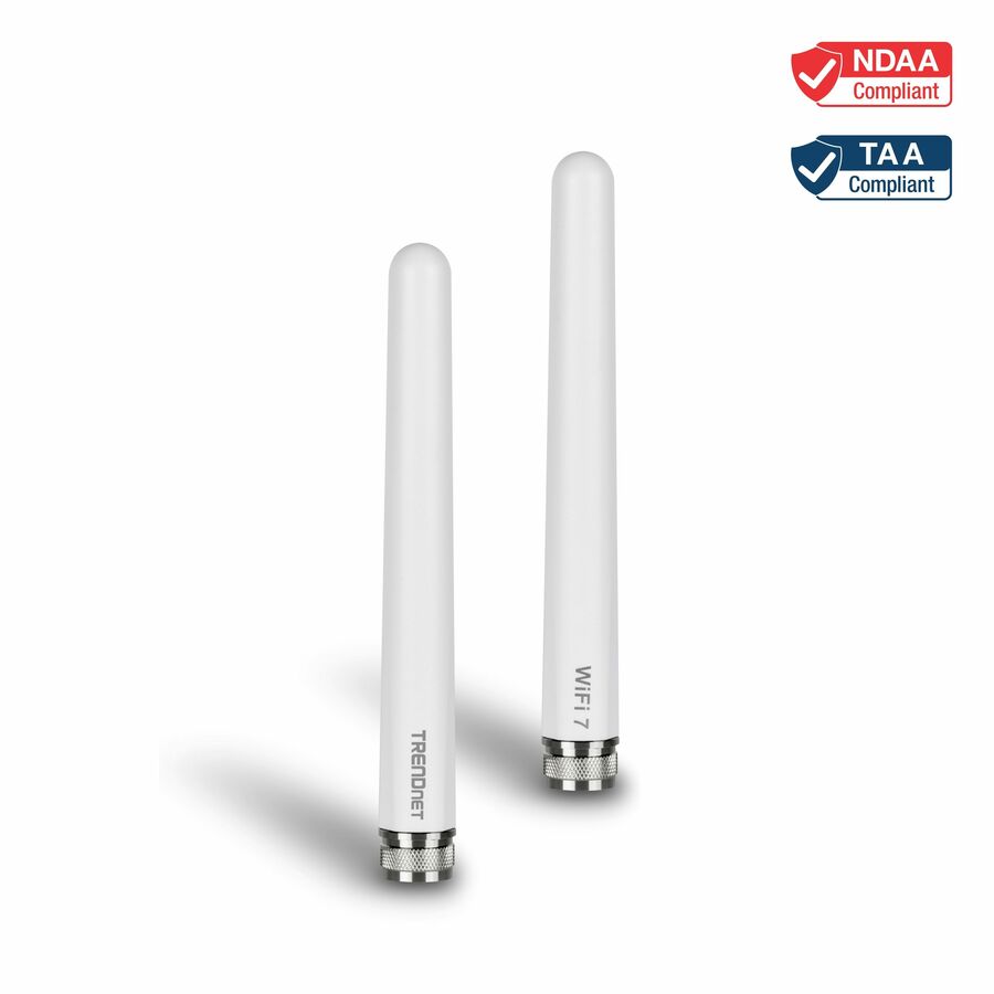 TRENDnet 3/6/7 dBi Outdoor Tri-Band Omni Antenna Kit, TEW-A057, 2.4GHz, 5GHz, 6GHz, Compatible with 802.11be/ ax/ac/n/g/b/a Routers and Access Points, N-Type Connector, White - 3/6/7 dBi Outdoor Tri-Band Omni Antenna Kit