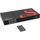 SIIG 4K60Hz Quad-View HDMI Mouse Roaming KVM Processor - Allows you to control 4 HDMI computers using one keyboard and mouse, 2 HDMI 4K@60, 2 USB-A 3.2 Gen 1 ports, 2 USB 1.1 ports, Microphone input, Stereo audio output, RS-232, RCA L/R stereo audio, DIP switch, Switch button, Hotkeys, IR remote control, Mouse roaming, Full screen, Quad view, and TAA compliant