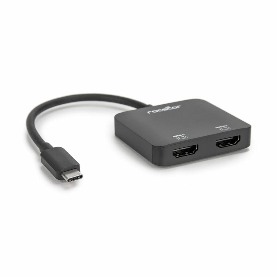 Rocstor Premium USB-C™ to Dual HDMI Multi Monitor Adapter - HDMI 4K 60Hz - USB Type- C® 2-Port Multi Monitor MST Hub Adapter- for PC/Windows - 4Kx2K Resolutions up to 3840x2160 @ 60Hz - For Notebook/Desktop PC - USB-C to 2x HDMI Splitter - DP 1.2/HBR2/MST Hub - Thunderbolt® 3/4 compatible - DUAL HDMI ADAPTER 4K@60Hz WINDOWS - 1 Pack - Black