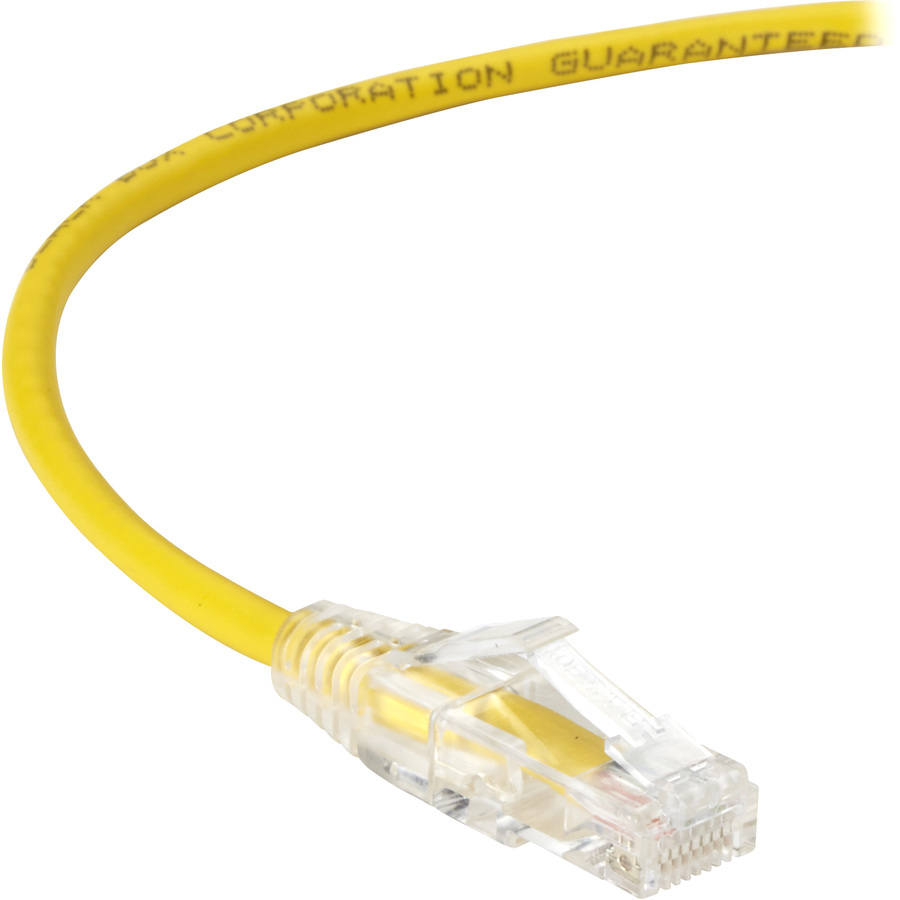 Black Box Slim-Net Cat.6 UTP Patch Network Cable - 15 ft Category 6 Network Cable for Patch Panel, Wallplate, Network Device - First End: 1 x RJ-45 Network - Male - Second End: 1 x RJ-45 Network - Male - 10 Gbit/s - Patch Cable - Gold Plated Contact - CM - 28 AWG - Yellow