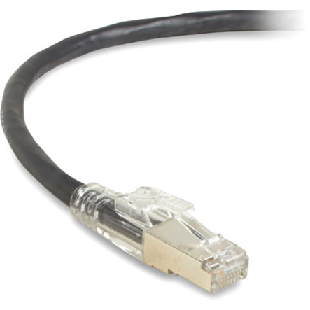 Black Box GigaTrue 3 Cat.6 (S/FTP) Patch Network Cable - 20 ft Category 6 Network Cable for Patch Panel, Wallplate, Network Device - First End: 1 x RJ-45 Network - Male - Second End: 1 x RJ-45 Network - Male - 1 Gbit/s - Patch Cable - Shielding - Gold Plated Contact - CM - 24 AWG - Black