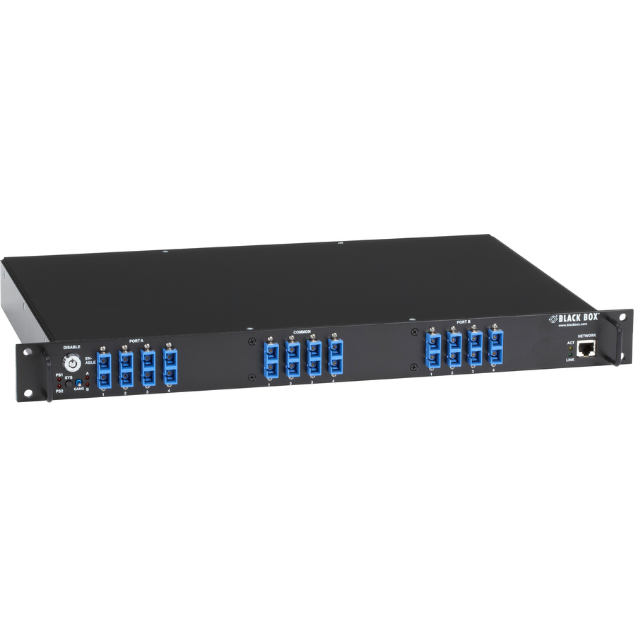Black Box Rackmount Gang Switch - 19" , 1U, (4) Duplex Multimode SC, Network Manageable