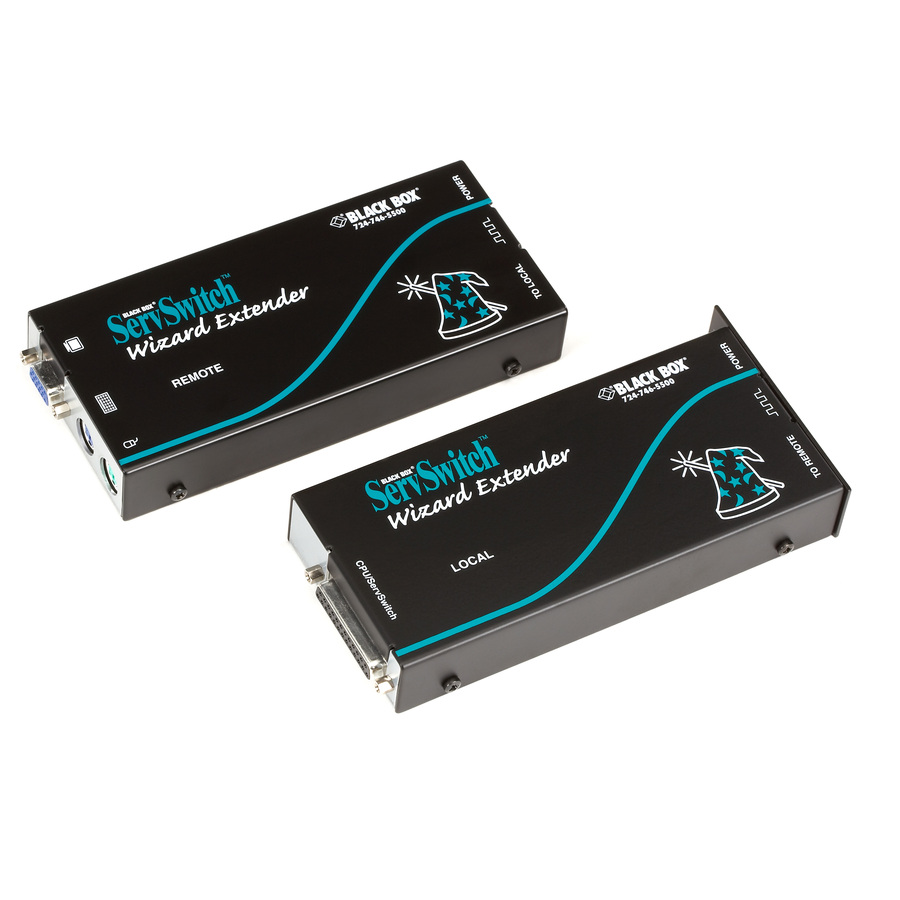 Black Box Wizard KVM Extender - VGA, PS/2, RS232, Single-Access, CATx, Skew Compensation