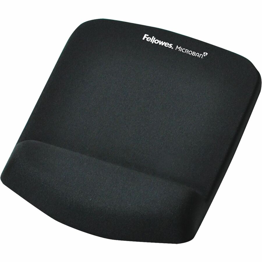Fellowes® PlushTouch™ Foam Mouse Pad Wrist Support with MICROBAN® - Black (9252001)