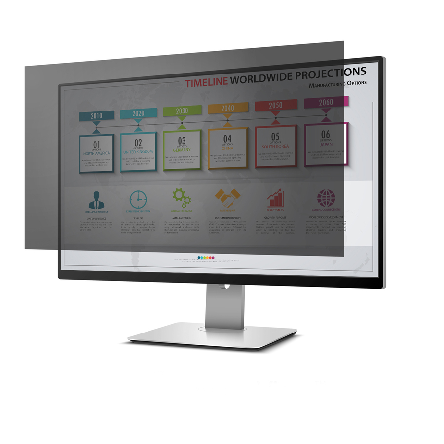 Rocstor PrivacyView™ Premium Privacy Filter for 23.5" & 23.6 Widescreen Monitor - For 23.5" & 23.6" Monitor/Display - 16:9 Aspect Ratio - Glossy / Matte - Unframed - TAA Compliant - Black