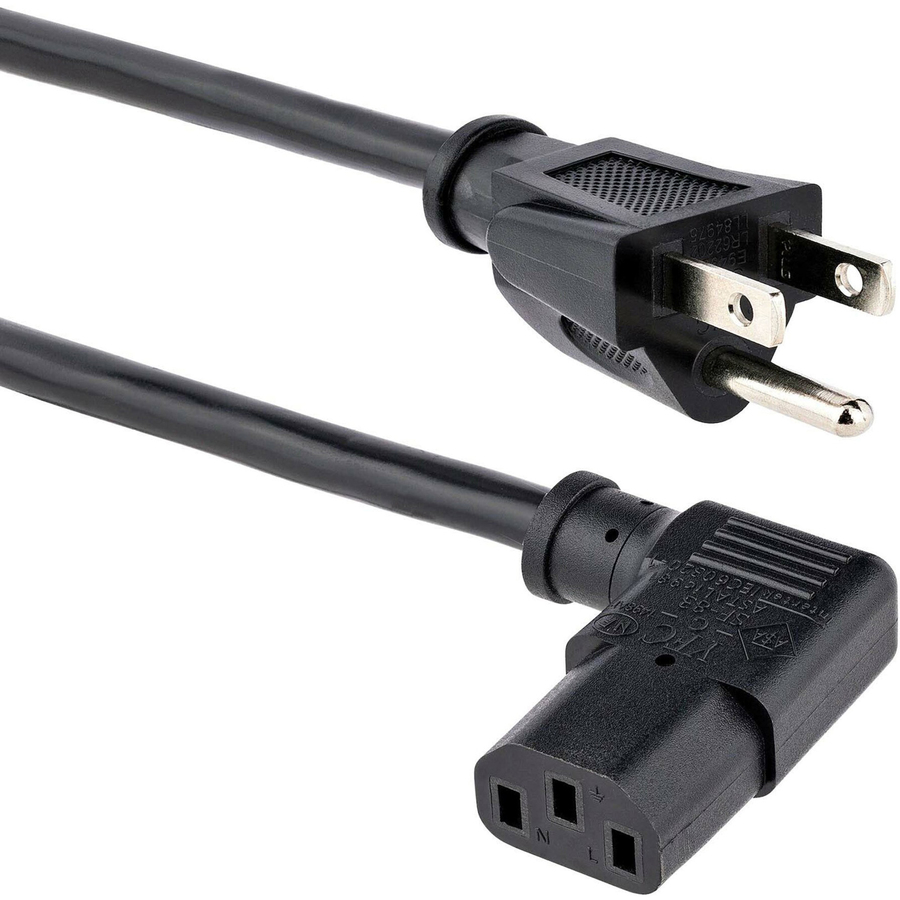 StarTech 6ft (1.8m) Computer Power Cord, NEMA 5-15P to Right Angle C13, 10A 125V, 18AWG, Replacement AC Power Cord, Monitor Power Cable