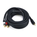 Monoprice 15ft Premium 3.5mm Stereo Male to 2RCA Male 22AWG Cable (Gold Plated) - Black