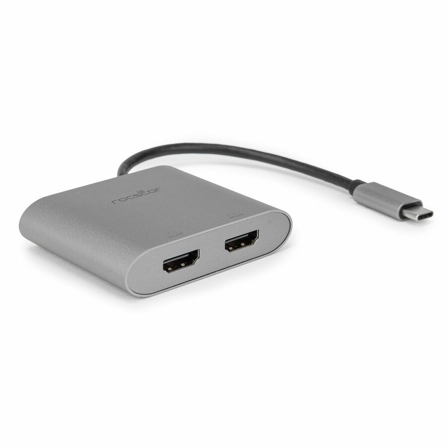 Rocstor Premium USB-C to Dual HDMI Multi Monitor Adapter - 4K 30Hz - USB Type- C 2-Port MST Hub - for Mac and Windows - 4Kx2K Resolutions up to 3840x2160 @ 30Hz - for MacBook Pro, Notebook/Desktop PC - USB-C to 2x HDMI Splitter - ALUMINUM DUAL HDMI ADAPTER 4K@30Hz MAC AND WINDOWS
