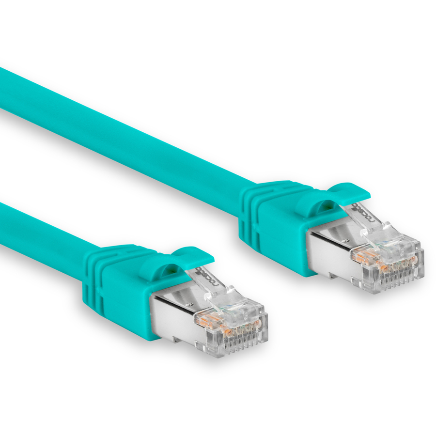 Rocstor Premium Cat.6a STP Patch Network Cable. UL - 1 ft Category 6a Network Cable for Network Device, PoE-enabled Device, VoIP Device, Switch, Surveillance Camera, Server, Router, Patch Panel, Modem, Hub - First End: 1 x RJ-45 Network - Male - Second End: 1 x RJ-45 Network - Male - 10 Gbit/s - Patch Cable - Shielding - Gold, Silver Plated Contact - CM - 24 AWG - Aqua