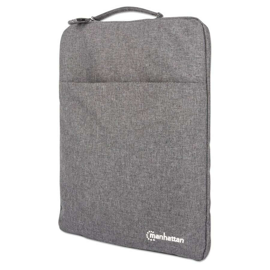 Seattle Laptop Sleeve 15.6" , Grey, Padded, Extra Soft Internal Cushioning, Main Compartment with double zips, Zippered Front Pocket, Carry Loop, Water Resistant and Durable, Notebook Slipcase, Three Year Warranty