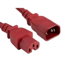 ENET C14 to C15 3ft Red Power Extension Cord 14 AWG 15A NEMA IEC-320 C14 to NEMA IEC-320 C15 Red 3'