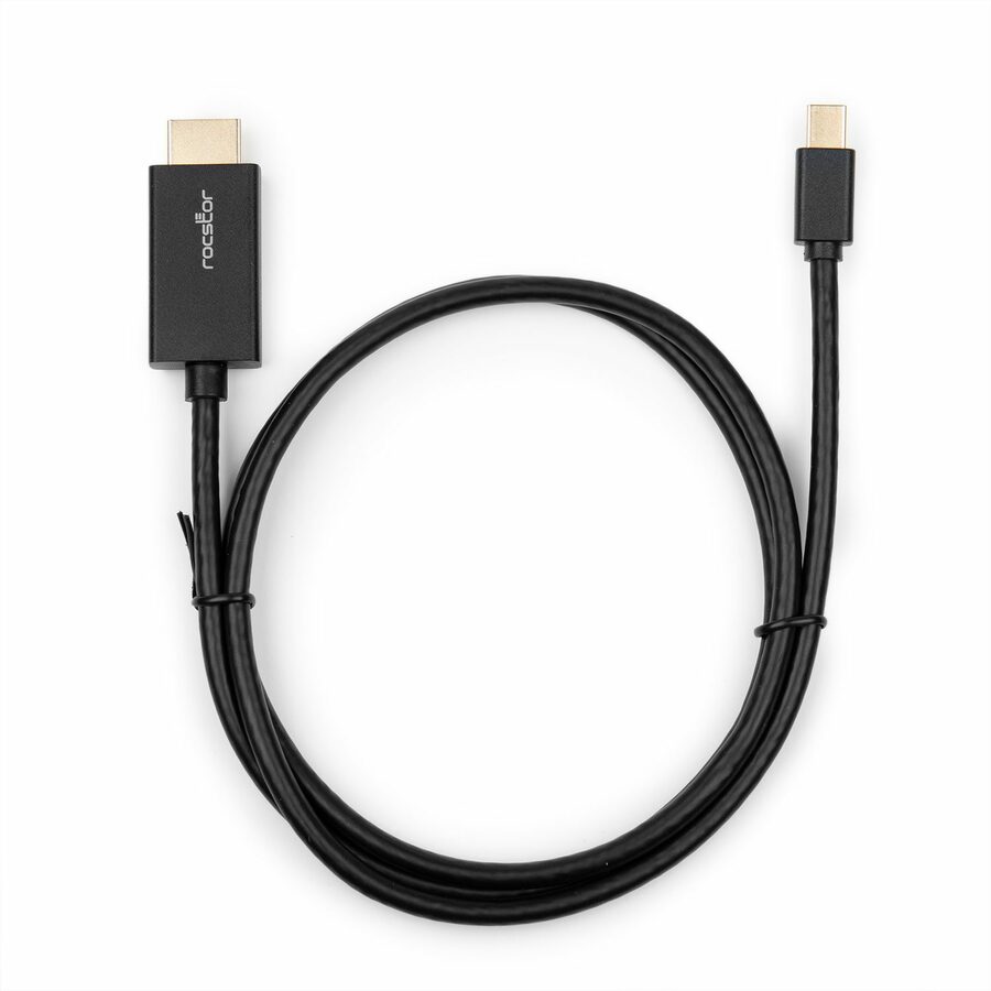 Rocstor Premium Mini DisplayPort to HDMI cable - 3 ft (1m) - 4K/2K - DisplayPort to HDMI Cable - For MacBook, Macbook Pro, Macbook Air, Mac Mini, Ultrabook, Projector, Desktop Computer - 3 ft - 1 Pack - 1 x Mini DisplayPort Male - 1 x HDMI Male - Gold Plated Connectors - 4Kx2K@30Hz - Black CABLE MDP TO HDMI CABLE- 4K