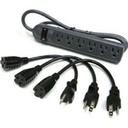 C2G 6-Outlet Surge Suppressor with (3) 1ft Outlet Saver Power Extension Cords - Receptacles: 6 x NEMA 5-15R - 270J
