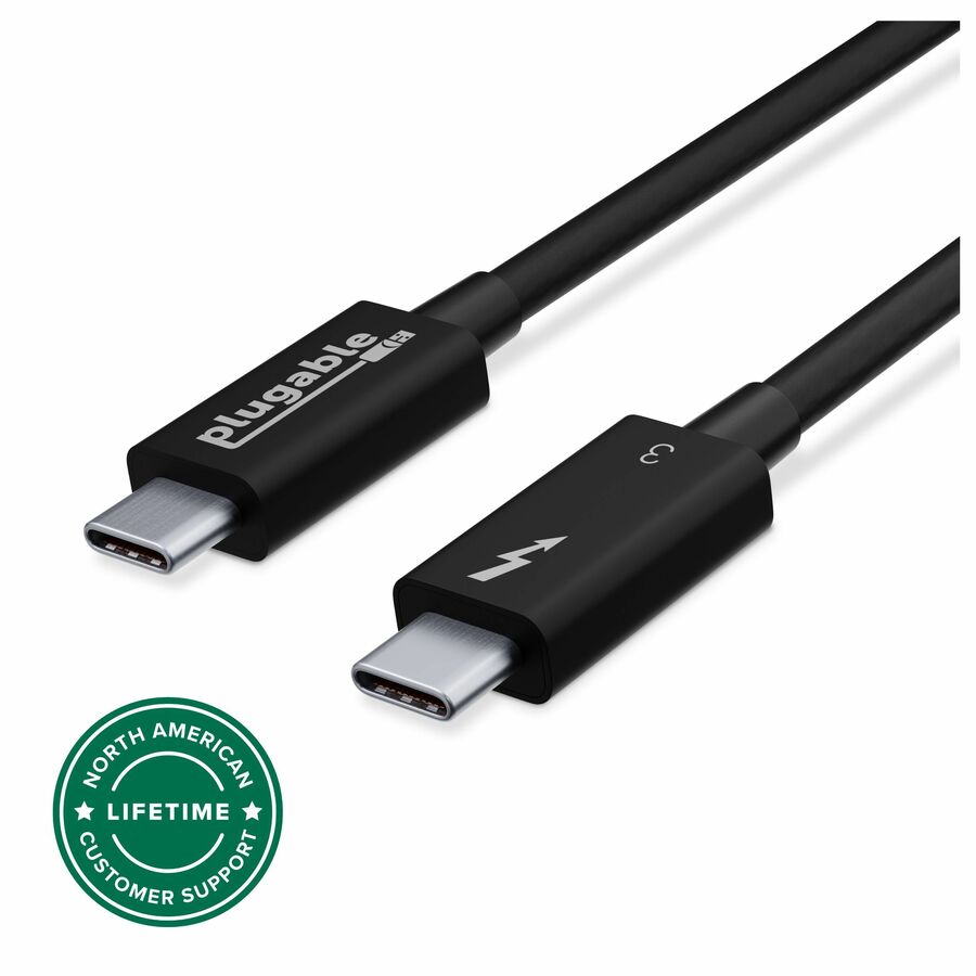 Plugable Thunderbolt 3 Cable 40Gbps Supports 100W (20V, 5A) Charging, 2.6ft / 0.8m