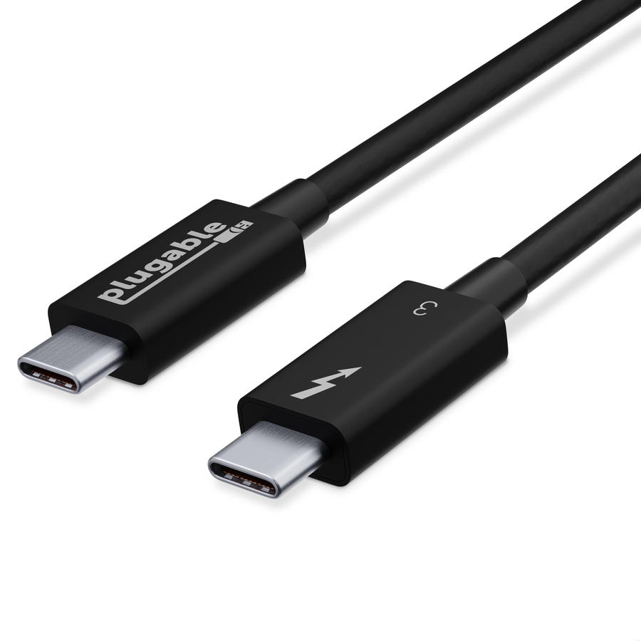 Plugable Thunderbolt 3 Cable 40Gbps Supports 100W (20V, 5A) Charging, 2.6ft / 0.8m