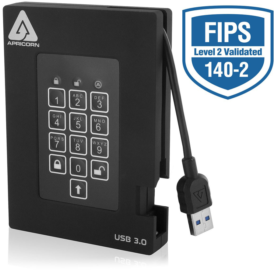 Apricorn Aegis Padlock Fortress 2 TB Portable Hard Drive - 2.5" External - Black