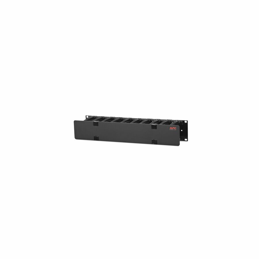 APC NetShelter Cable Management, Horizontal Cable Manager, 2U, Single Side with Cover, Black, 483 x 88 x 110 mm - Cable Manager - Black - 2U Rack Height x 19" Panel Width - 1 Each - TAA Compliant