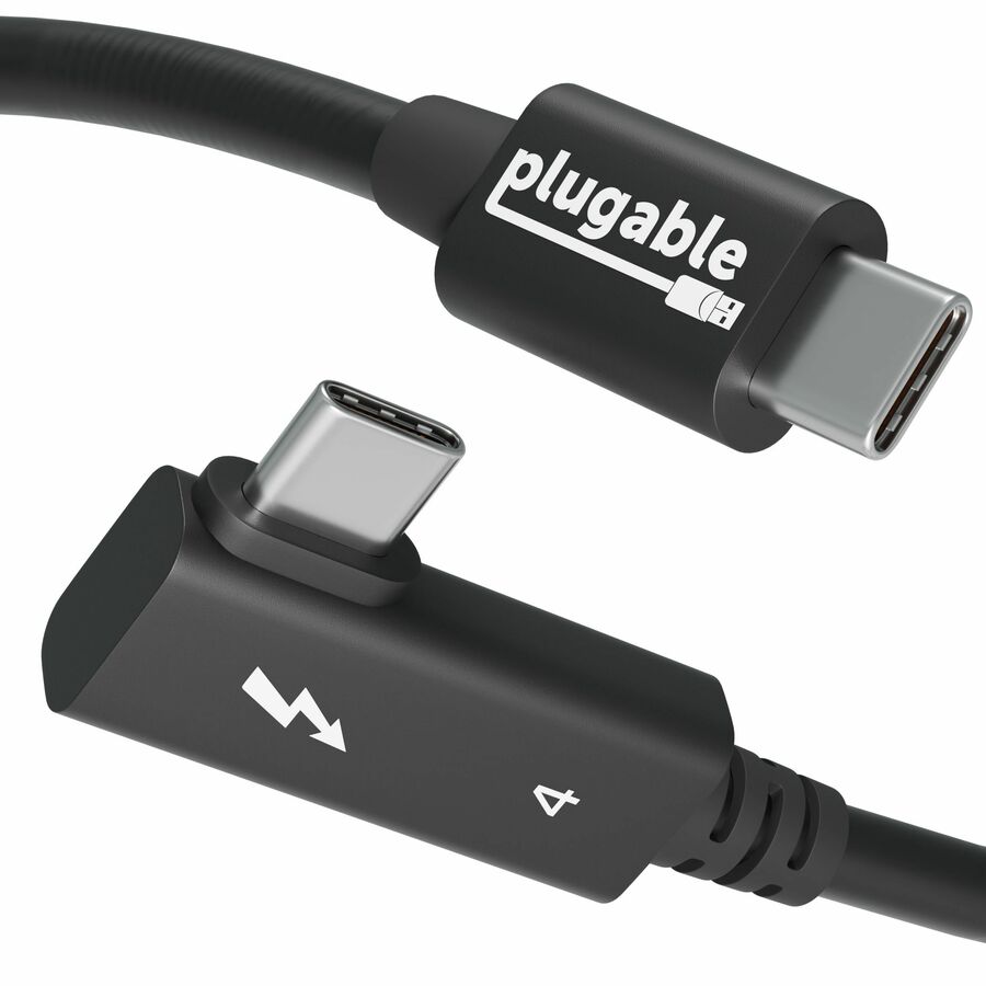 Plugable Thunderbolt 4 Cable Right Angle 40Gbps with 240W EPR Charging, 8K Display, Intel Certified - 2.6 Feet (80CM) Compatible with USB4, Thunderbolt 3, USB C, iPad, MacBook, Windows