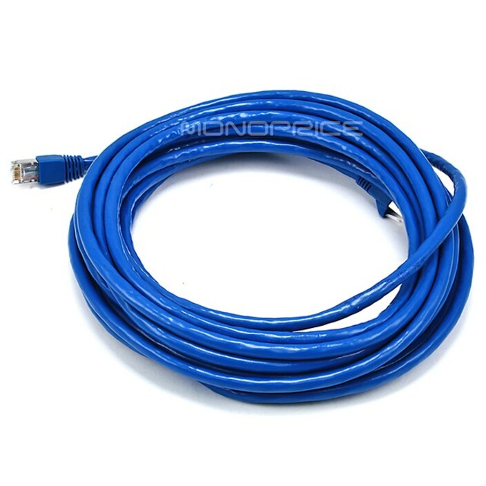 Monoprice 25FT 24AWG Cat6A 500MHz STP Ethernet Bare Copper Network Cable - Blue