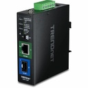 TRENDnet Industrial SFP to Gigabit PoE+ Media Converter, TI-PF11SFP, 1 x Gigabit SFP Port, 1 x Gigabit PoE+ RJ45 Port, 6kV RJ45 Surge Protection, Up to 30W per Port, NDAA + TAA Compliant