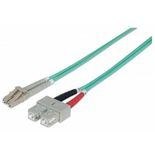 Fiber Optic Patch Cable, OM3, LC/SC, 5m, Aqua, Duplex, Multimode, 50/125 µm, LSZH, Fibre, Lifetime Warranty