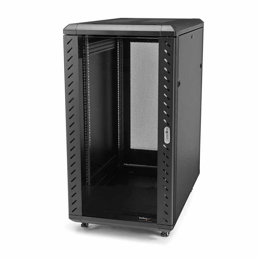 StarTech 4-Post 18U Server Rack Cabinet, 19" Data Rack Cabinet for Computer / IT Equipment, Home Network Rack, Half Height Server Rack