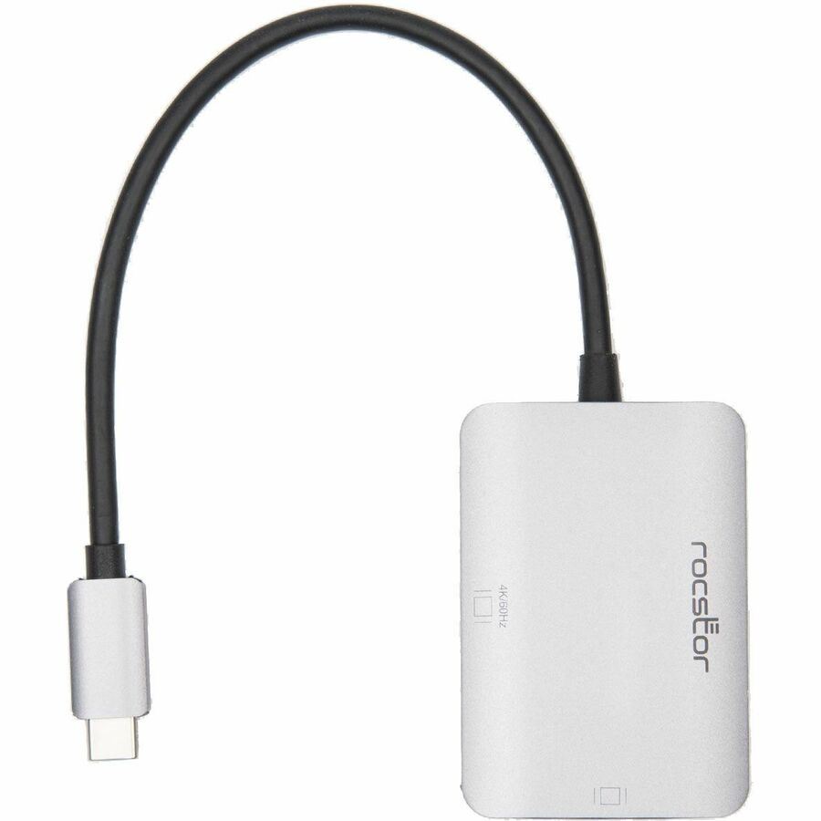 Rocstor Premium USB-C to HDMI & VGA Dual Port Adapter - HDMI 4K @30Hz, VGA 1080p - USB Type- C to 1x HDMI & 1x VGA - 2-Port Adapter - for Mac and Windows - 4Kx2K 30Hz HDMI Resolutions up to 3840x2160, VGA Resolutions up to 1920x1080 @ 60Hz 1080p- for MacBook Pro, Notebook/Desktop PC - ALUMINUM ADAPTER USB-C to HDMI & VGA WINDOWS AND MAC