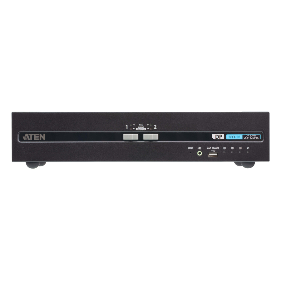 ATEN CS1142DP4C 2-Port USB DisplayPort Dual Display Secure KVM Switch with CAC